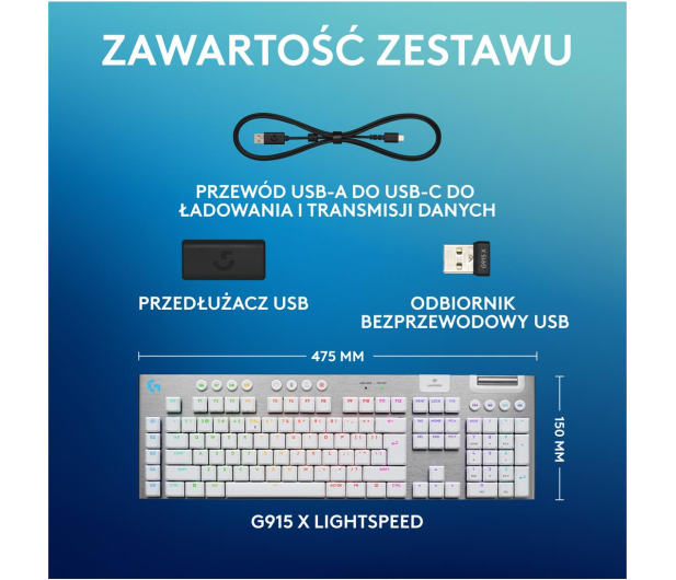 LOGITECH G915 X Lightspeed Tactile biały 920-012690 - 1276176 - zdjęcie 9